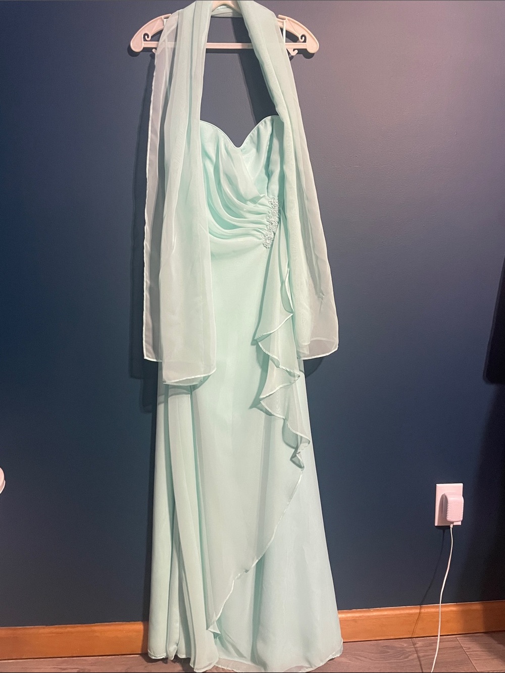 Jordan Mint Green Halter Chiffon Maxi Dress with Scarf